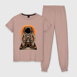 Пижама хлопковая женская Космонавт диджей - cosmo DJ, цвет: пыльно-розовый