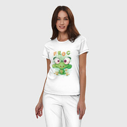 Пижама хлопковая женская Funny frog, цвет: белый — фото 2