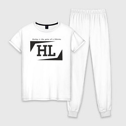 Пижама хлопковая женская Hockey life HL logo, цвет: белый