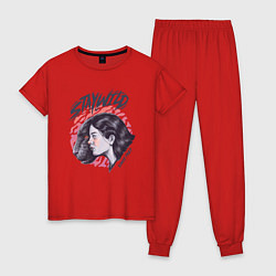 Пижама хлопковая женская Девушка - пантера StayWild, цвет: красный