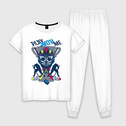 Пижама хлопковая женская Хоккей, цвет: белый