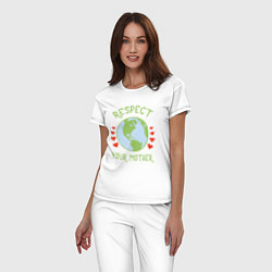 Пижама хлопковая женская Respect Earth, цвет: белый — фото 2