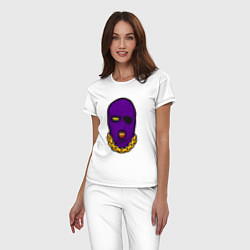 Пижама хлопковая женская DaBaby Purple Mask, цвет: белый — фото 2