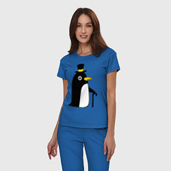 Пижама хлопковая женская Пингвин в шляпе, цвет: синий — фото 2