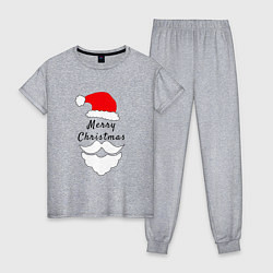 Пижама хлопковая женская Santa Merry Christmas, цвет: меланж