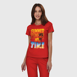 Пижама хлопковая женская SUMMER TIME, цвет: красный — фото 2