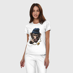 Пижама хлопковая женская Monkey Boy, цвет: белый — фото 2