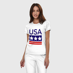 Пижама хлопковая женская USA, цвет: белый — фото 2