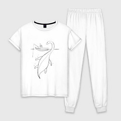Пижама хлопковая женская Рыбак и Несси, цвет: белый