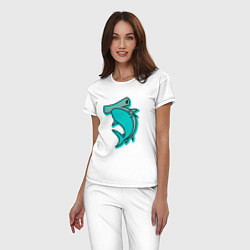 Пижама хлопковая женская Акула молот, цвет: белый — фото 2