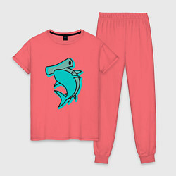 Пижама хлопковая женская Акула молот, цвет: коралловый