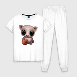 Пижама хлопковая женская Свинка - Баскетбол, цвет: белый
