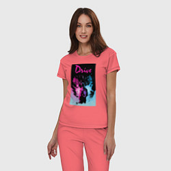 Пижама хлопковая женская DRIVE фильм, цвет: коралловый — фото 2