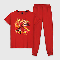 Пижама хлопковая женская Клинок, рассекающий демонов, цвет: красный