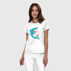 Пижама хлопковая женская Акула, цвет: белый — фото 2
