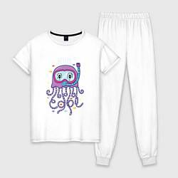 Пижама хлопковая женская Милый Осьминог, цвет: белый