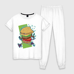 Пижама хлопковая женская Fast Food, цвет: белый