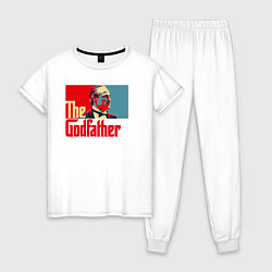 Пижама хлопковая женская Godfather logo, цвет: белый