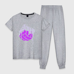 Пижама хлопковая женская Мяч - Волейбол, цвет: меланж