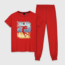Пижама хлопковая женская Volleyball Game, цвет: красный