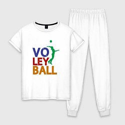 Пижама хлопковая женская Game Volleyball, цвет: белый