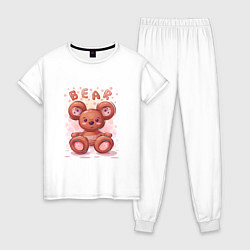 Пижама хлопковая женская Медвежонок Bear, цвет: белый