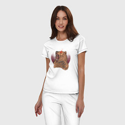 Пижама хлопковая женская Злой медведь, цвет: белый — фото 2