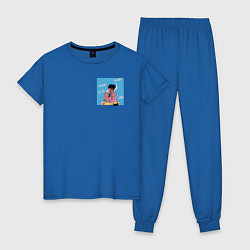 Пижама хлопковая женская The Weeknd Bored, цвет: синий