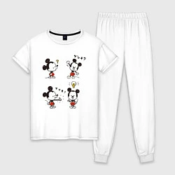 Пижама хлопковая женская Милые микки маусы, цвет: белый