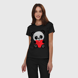 Пижама хлопковая женская Love Панда, цвет: черный — фото 2