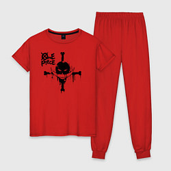 Пижама хлопковая женская Пираты Белоуса One Piece, цвет: красный