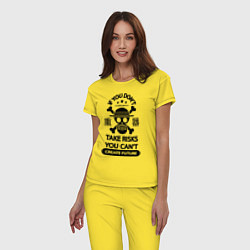Пижама хлопковая женская Если вы не рискуете, вы не можете создать будущее, цвет: желтый — фото 2