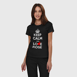 Пижама хлопковая женская Будь спок и люби Розу, цвет: черный — фото 2