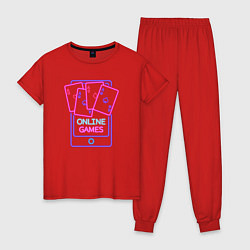 Пижама хлопковая женская Онлайн игры, цвет: красный