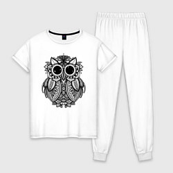 Пижама хлопковая женская Owl, цвет: белый