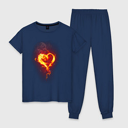 Пижама хлопковая женская Пылкое сердце, цвет: тёмно-синий