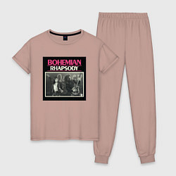 Пижама хлопковая женская Bohemian rapsody, цвет: пыльно-розовый