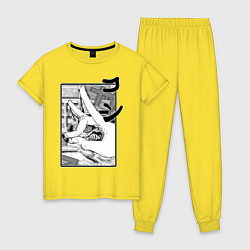 Пижама хлопковая женская Chainsaw man Kon, цвет: желтый