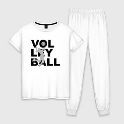 Пижама хлопковая женская Volleyball, цвет: белый
