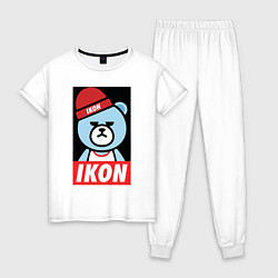 Пижама хлопковая женская IKON YG Bear Dope, цвет: белый