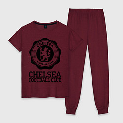 Пижама хлопковая женская Chelsea FC: Emblem, цвет: меланж-бордовый