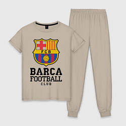 Пижама хлопковая женская Barcelona Football Club, цвет: миндальный