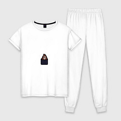Пижама хлопковая женская Смешная какашка, цвет: белый