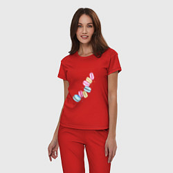 Пижама хлопковая женская Macarons Нежные пирожные, цвет: красный — фото 2