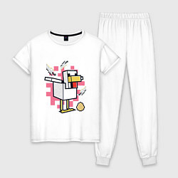 Пижама хлопковая женская Курица Chicken Майнкрафт, цвет: белый