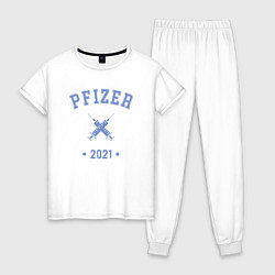 Пижама хлопковая женская Pfizer 2021, цвет: белый