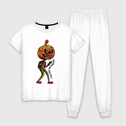 Пижама хлопковая женская Забей на Хэллоуин!, цвет: белый