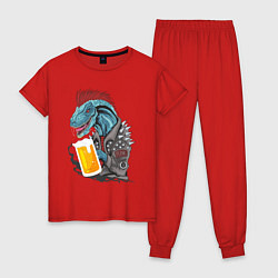 Пижама хлопковая женская Пиво - Панко - Завр, цвет: красный