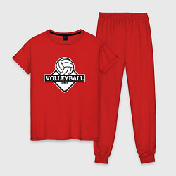 Пижама хлопковая женская Volleyball, цвет: красный