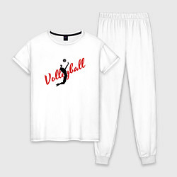 Пижама хлопковая женская Volleyball Game, цвет: белый